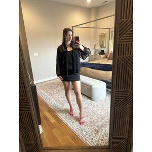 Worthington Black Striped Sheer Long Sleeve Blouse Size XXL